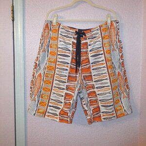 Vtg Y2K Reyn Spooner Board Shorts Size 38 Fish Swim Trunks Unlined Hawaiian Surf